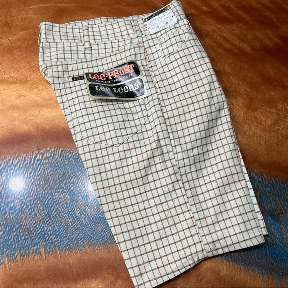 Vintage Lee Leens Plaid Flat Front Shorts size 30 Jeans new talon zipper
